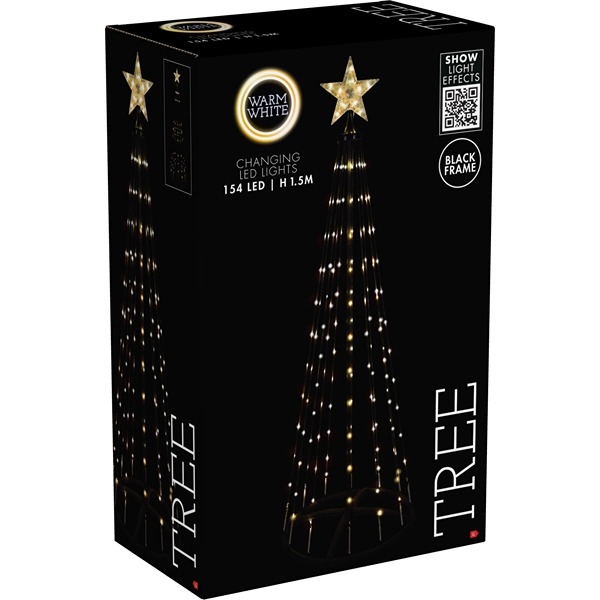 LED Juletræ 150 cm med Fjernbetjening – Varm Hvid/Multifarvet