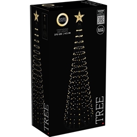 LED Juletræ med Fjernbetjening H: 210 cm, Varm Hvid/Multifarvet