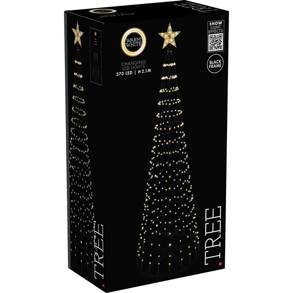 LED Juletræ med Fjernbetjening H: 210 cm, Varm Hvid/Multifarvet