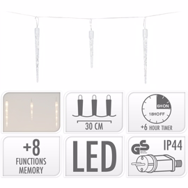 LED Lyskæde Istapper med timer (6,9 meter)