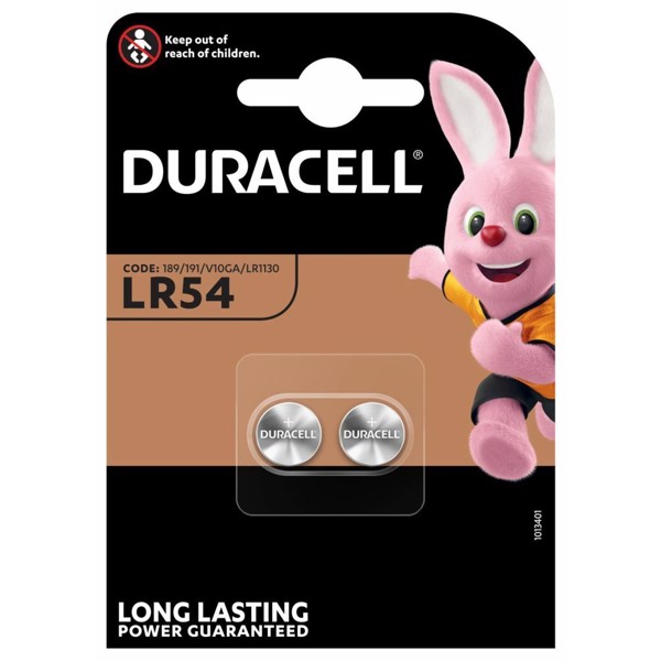 Duracell LR54 / AG10 1,5V Alkaline batterier (2 stk)