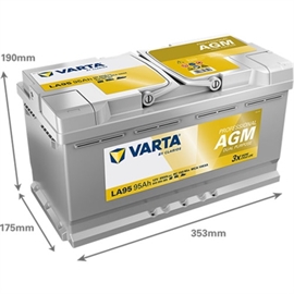 Varta LA95 Professional Dual Purpose AGM Bilbatteri 12V 95Ah 840095085