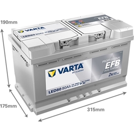 Varta LED80 Professional Dual Purpose EFB Bilbatteri 12V 80Ah 930080080