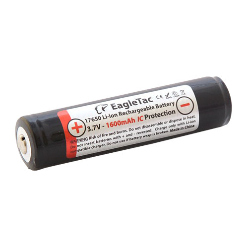 Eagletac 17650 3,7 volt Li-Ion batteri 1600 mAh med sikkerhedskredsløb