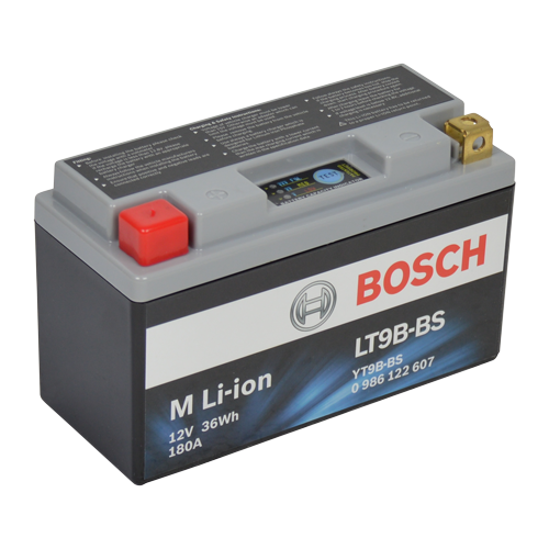 Bosch MC lithium batteri LT9B-BS 12volt 3Ah +pol til Venstre