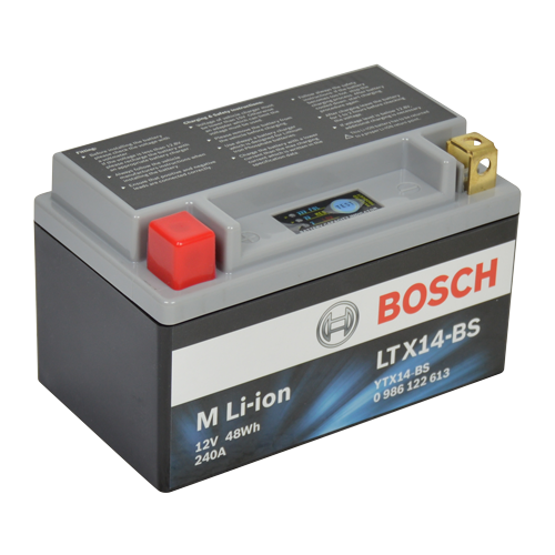 Bosch MC lithium batteri LTX14-BS 12volt 4Ah +pol til Venstre