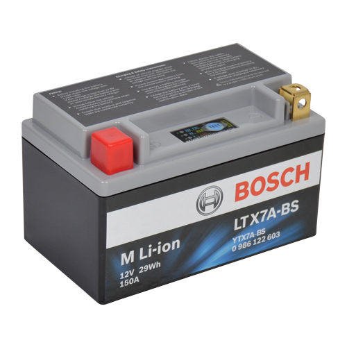 Bosch MC lithium batteri LTX7A-BS 12volt 2,4Ah +pol til Venstre