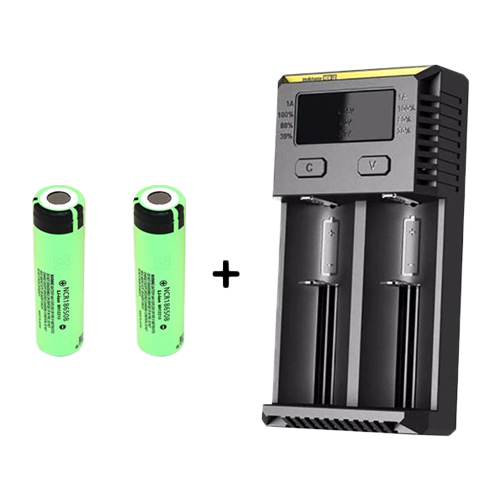 Nitecore NEW I2 oplader + 2 stk. Panasonic NCR18650B 3400mAh Li Ion batterier