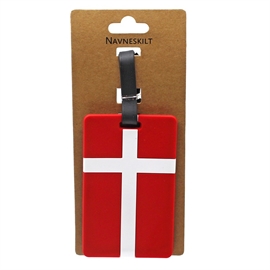 Bagagemærke Dannebrog – Identifikationsskilt i Fleksibel PVC, Rød/Hvid