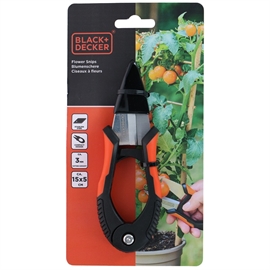 Black+Decker blomstersaks – 15 cm i rustfrit stål, sort/orange
