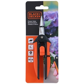 Black+Decker Blomstersaks – 16 cm med sikkerhedslås, sort/orange