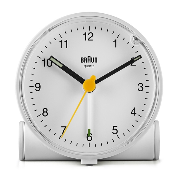 Braun BC01W analogt vækkeur med lys og snooze, hvid