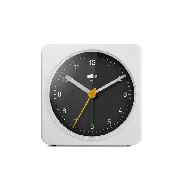 Braun BC03WB analogt vækkeur med lydsvagt urværk, hvid/sort