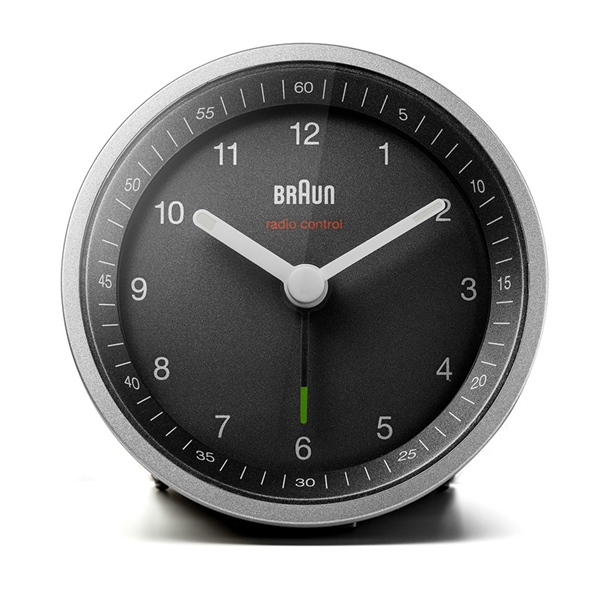 Braun BC07SB-DCF radiostyret analogt vækkeur, sølv/sort