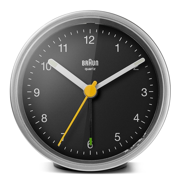 Braun BC12SB analogt vækkeur med lys og snooze, sølv/sort