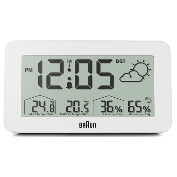 Braun BC13WP-DCF radiostyret digital vejrstation, hvid