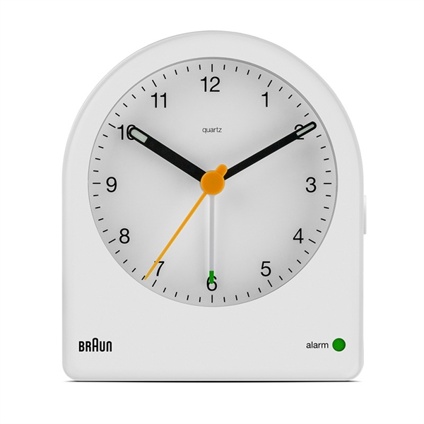 Braun BC22W analogt vækkeur med natlys og snooze, hvid