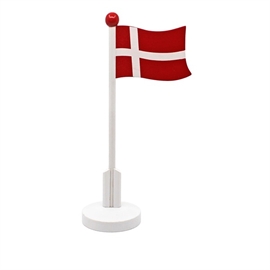 Dannebrog Bordflag i Træ Til Fejring H: 25 cm, Rød/Hvid