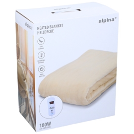 Alpina elektrisk varmetæppe 180 x 130 cm – 10 varmetrin, elfenben