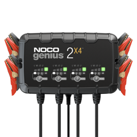 Noco Genius 2x4 oplader 2Ah 6/12V kan oplade 4 batterier