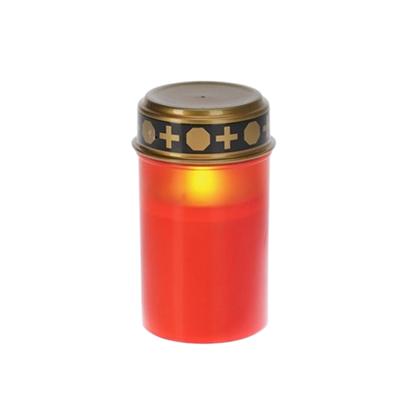 Rødt LED gravlys uden timer, H: 12 cm