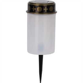LED Solcelle Gravlys med Spyd H: 12,5 cm, Hvid