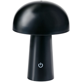 Grundig genopladelig Mushroom bordlampe, H: 17,5 cm - sort