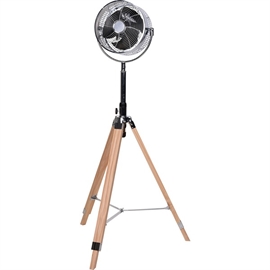 Sort gulvventilator med 3 hastigheder og justerbar højde 85-135 cm
