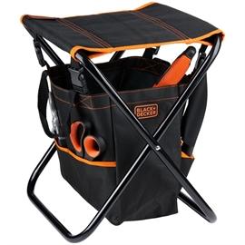 Black & Decker foldbar haveskammel med værktøjstaske - sort