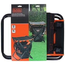Black & Decker foldbar haveskammel med værktøjstaske - sort