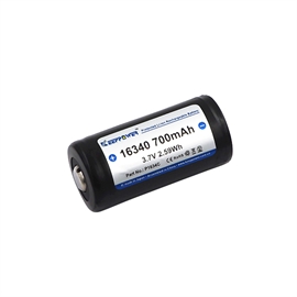 Keeppower 16340 RCR123 3,7 volt Li-Ion batteri 700 mAh med sikkerhedskredsløb
