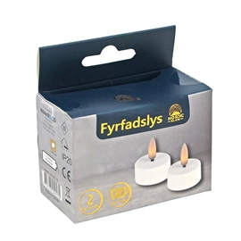LED Fyrfadslys 2 stk. med Autentisk med 3D Flamme og Timer, Hvid