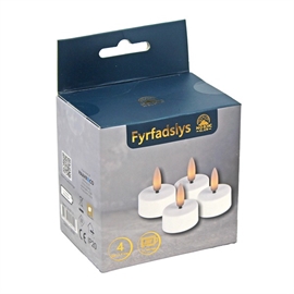 LED Fyrfadslys 4 stk. med Autentisk 3D flamme og Timer, Hvid