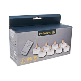 LED Fyrfadslys 8 stk. med Autentisk 3D flamme og Timer, Hvid