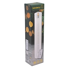 LED Kalenderlys i Voks 27 cm Bloklys med Tal fra 1-24, Hvid