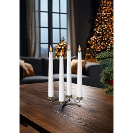 LED Stagelys med 3D-Flamme og Fjernbetjening Hvid H: 24,5 cm, 4 stk.