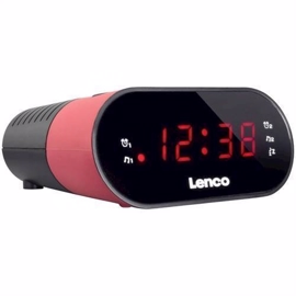 Pink clockradio med FM radio og LED display