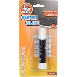 Mr. Glue Superlim – hurtigtørrende og tyndtflydende sekundlim, 2 g