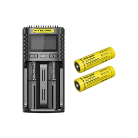 Nitecore UMS2 Oplader - Pakke med 2 stk. NL2160HP Batterier