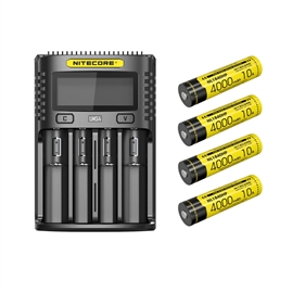 Nitecore UMS4 Oplader - Pakke med 4 stk. NL1840HP batterier