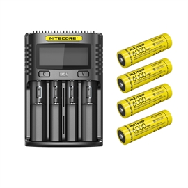 Nitecore UMS4 Oplader - Pakke med 4 stk. NL2160HP Batterier