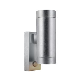 Nordlux Tin Maxi udendørs væglampe med sensor, up/down, IP54, galvaniseret stål