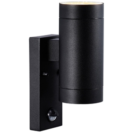 Nordlux Tin Maxi udendørs væglampe med sensor, up & downlight, IP54, sort