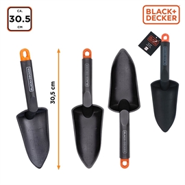 Black+Decker planteskovl 30,5 cm til have - sort/orange