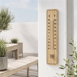 Pro Garden termometer i træ – 22,5 cm til inde og ude