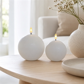 2-pak LED runde lys i rustikt voks, 10 x 9 og 12 x 10 cm, Whisper White