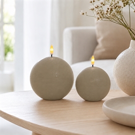 2-pak runde LED lys i rustikt voks, 10 x 9 og 12 x 10 cm, latte
