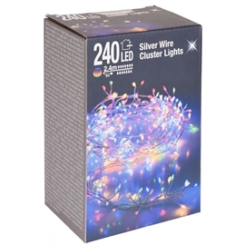 LED Cluster Lyskæde Silverwire 2,4 m 240 LED, Multifarvet