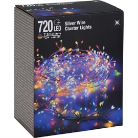 LED Cluster Lyskæde Silverwire 7,2 m 720 LED, Multifarvet