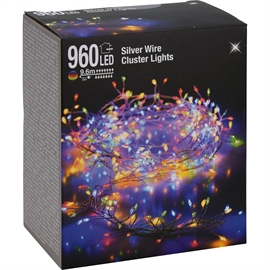 LED Cluster Lyskæde Silverwire 9,6 m 960 LED - Multifarvet